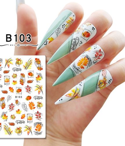 Maple Leaf Nail Stickers Yellow Gold Fall Decals Nail Art Decoration Autumn Adhesive DIY Manicures Turkey Thanksgiving Gift K1