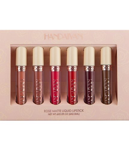 HANDAIYAN 6pcs Liquid Lipstick Set Matte Matte Non-stick Cup Rose Lip Gloss K1