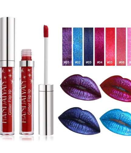 HANDAIYAN Glitter Flip Lip Liquid Lipstick Long Lasting Lipsticks Lip Gloss Makeup Lip Stick Waterproof Magic Metallic Lipstick