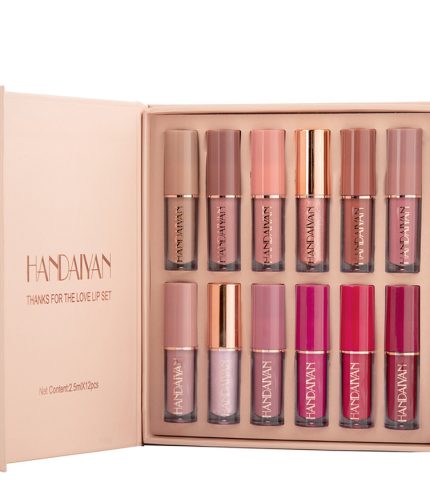 HANDAIYAN 12-color book lip gloss set liquid lipstick set matte non-stick cup lip glaze K1