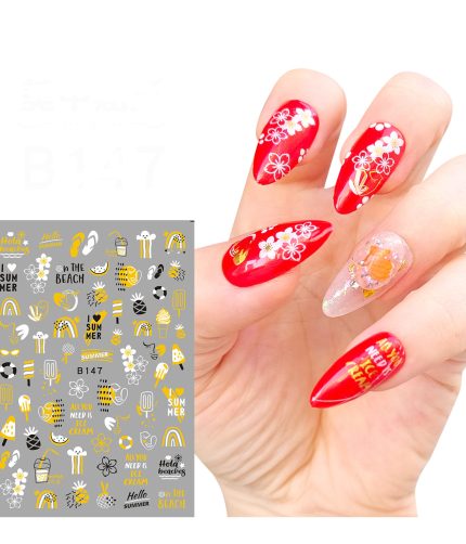 5D High Quality Ultra-Thin Adhesive Nail Art Stickers Spring and Summer Cute  DIY Manicure Decal Decoration HH