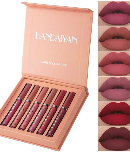 HANDAIYAN 6 color liquid lipstick lip gloss is not easy to dip cup matte lip glaze set K1