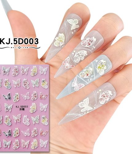 5D Embossed Butterfly Nail  Stickers Nail Stickers Nail Art Accessories Polish  Decals  DIY Decor K1