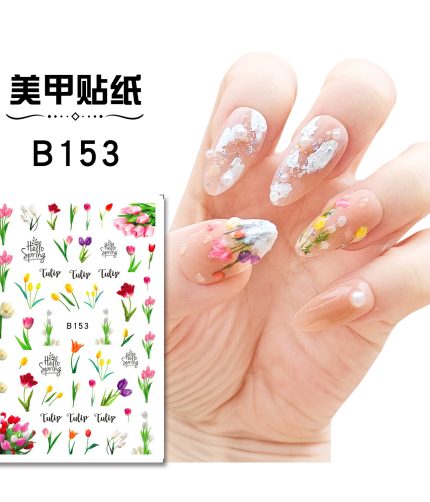 Tulip series Nail stickers Nail accessories with Adhesive Manicure Tips Nail Art Decorations K1