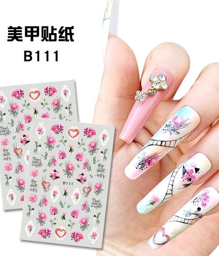 B111-B122 Nail Sticker Rose 12 Styles Nail Art Decorations Manicure Tools Sliders K1