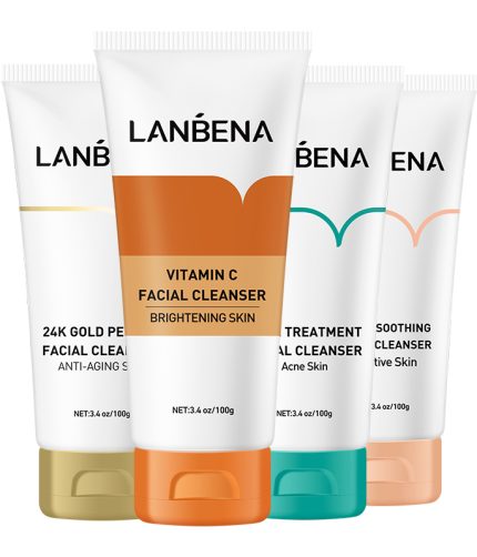 LANBENA facial cleanser foam moisturizer face wash all kind skin 4 types vitamin c facial cleanser