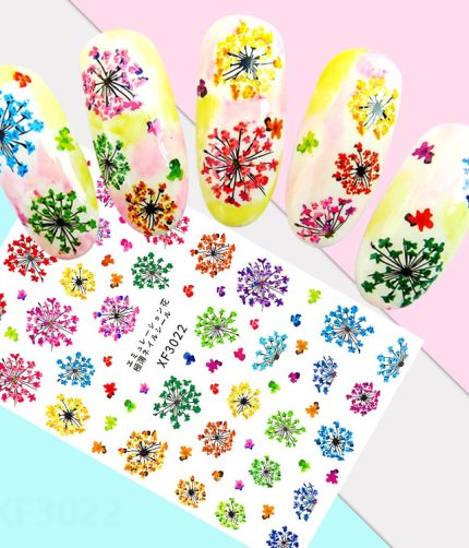 Nails Stickers Flowers Leaves Abstract Human Face Temporary Tattoo Slider Summer Spring Nail Polish Decor HH