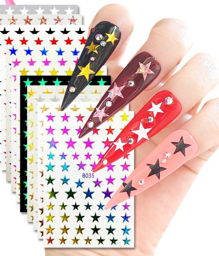 Different colors stars Nail Stickers Designs Gummed 3D Nail Art Stickers Decals Makep Art Decorations HH