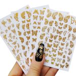 A059-A062 4 Colors Nail Stickers Laser Butterfly 16 Styles Nail Water Decal Stickers Decoration Manicures K1