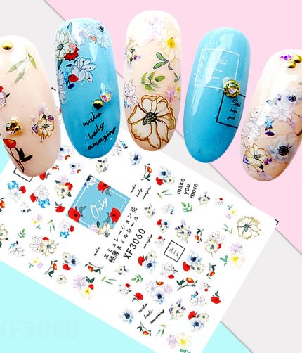 Spring Water Nail Decal And Sticker Flower Leaf Tree Green Simple Summer DIY Slider For Manicuring Nail Art Watermark HH