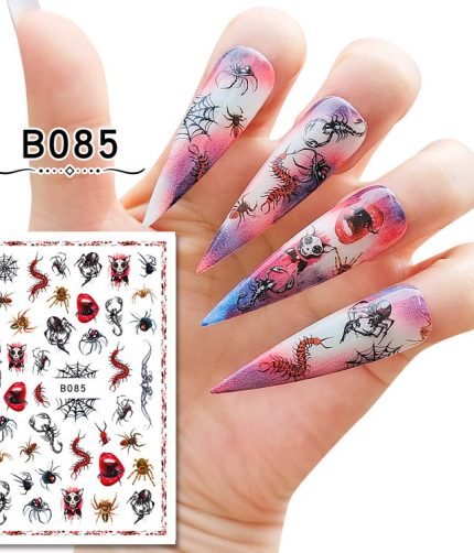 Halloween Nail Sticker Water Self Adhesive Nail Art Tattoo Big Lips/palms Decals for DIY Decor Wraps HH