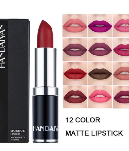 HANDAIYAN 12 Colors Organic Lipstick Private Label Makeup Matte 24 Hour Long Lasting Lipstick