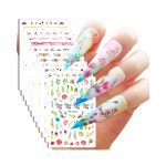 Sheets Beautiful Spring Summer Colorful Pink Blue Blossom Flowers Plants Adhesive Nail Art Stickers Decals Manicure Charms HH