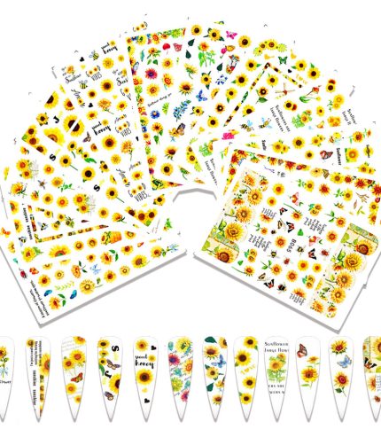 12 Style Sunflower Nail Stickers  Sexy Girl Pattern Sliders Decals Nail Art Decoration Accessories K1