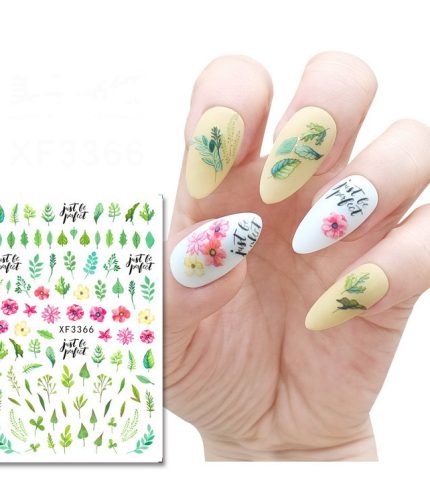 Creative Flowers and Plants Nail Decoration Nail Stickers Spring and Summer 12 Optional Suits Nail Stickers HH