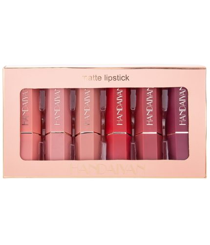 HANDAIYAN Velvet Matte 6 Colours pop Lipstick Gift Box Set Non Stick Cup Lipstick