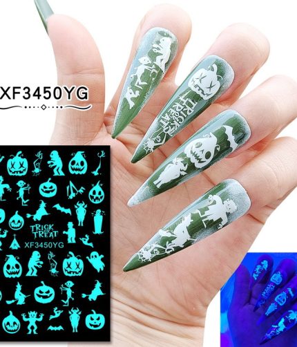 XF3442 Luminous Series Halloween Nail Stickers Nail Stickers Set Nail Art Accessories 12 Styles K1