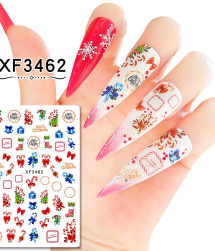 Christmas Nail Stickers and Decals Nail Sticker  Snowflake Elk Xmas Tree Manicure Christmas Nail Art Design HH