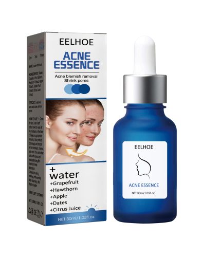 EELHOE Small Blue Bottle Acne Essence Hot Sale Cosmetic Packaging Blue Clear Glass Hair Essential Oil Dropper Bottle 30ml