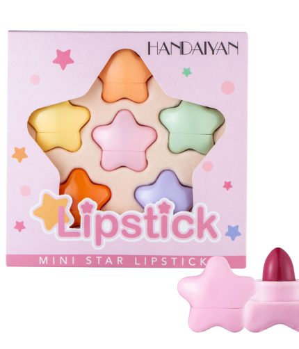 HANDAIYAN 6 Color Mini Lipstick Pentagram Set Star lip gloss Portable Lipstick K1