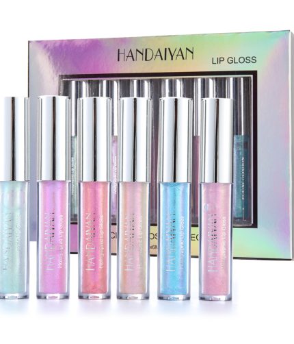 HANDAIYAN 6 Pcs Lip Gloss Tint Lip Tattoo Kit Pintalabios Long Lasting Waterproof Glitter Liquid Lipstick Set