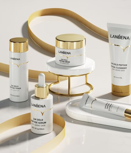 LANBENA 24k pure gold peptide face serum collagen face cream face wash 5 pcs