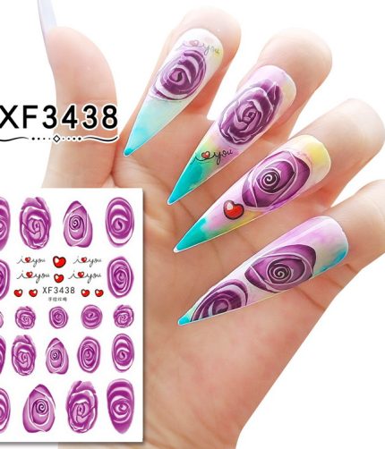 XF3430-XF3441 Hand-painted rose nail stickers DIY Creative nail stickers Designer Manicure Decoration K1