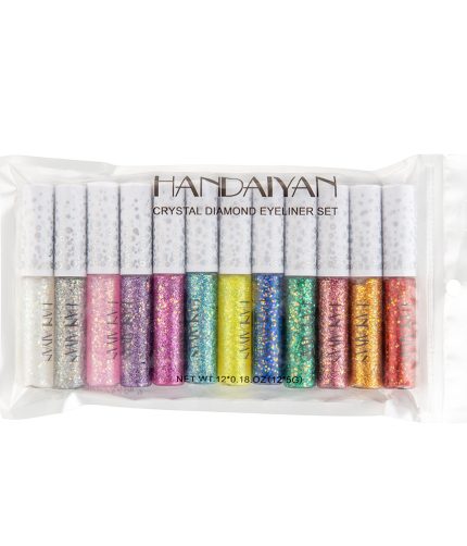 handaiyan 12 color eye shadow set dreamy shiny frozen dazzling sequins liquid eyeliner K1