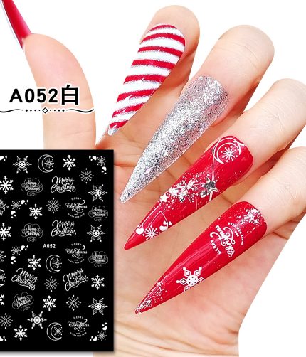 Winter Xmas 3D Nail Sticker Christmas Elk Santa Snowflake Rabbit Cartoon Slider Design Polish Nails Decals Nail Art DIY Decor HH