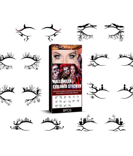 EELHOE Halloween Eyeliner Stickers Horror Fashion Party Makeup Tools Bat Spider Decorative Eyeliner Eyeshadow Stickers K1